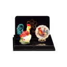 Decor Set with Rooster Figurine and Plate