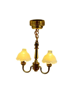 LT7510 - Two Arm Fluted Chandelier - Warm White Battery Light