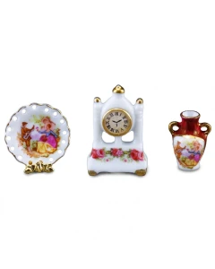 RP16126 - Porcelain Clock, Plate and Vase