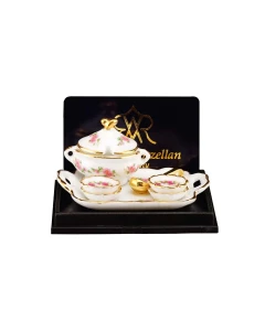 Tray with Soup Dish, Ladle, and Plates In Lisa Design