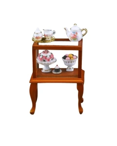 Glass Cabinet with Coffee Set and Cakes