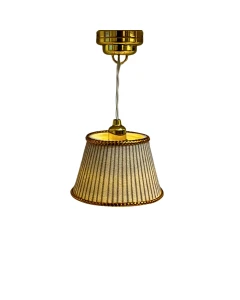 Gold Ceiling Light with Grey Stripe Print Shade