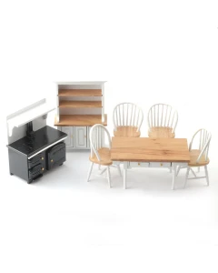 DF1180 White and Pine Kitchen Set
