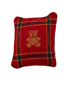 Red Plaid Teddy Cushion