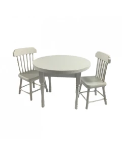 DF030 - Round White Table with 2 Chairs