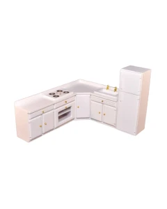 White Kitchen Set with Fridge Freezer