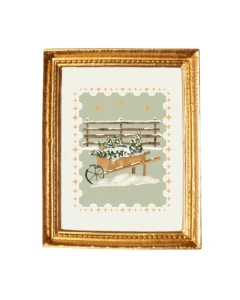 Gold Christmas Wheel Barrow Scene