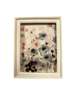 Large Pink Flower Picture In A White Frame