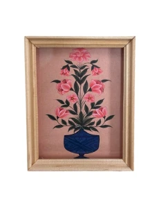 Picture of Vintage Pink Flowers In Blue Pot