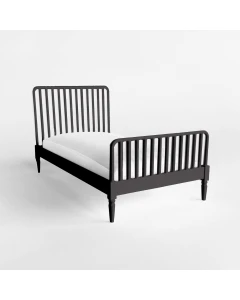 Black Twin Spindle Bed with Mattress