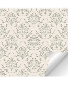 Light Beige Wallpaper with Pearl Grey Damask Pattern