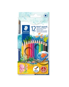 Watercolour Pencils Aquarell 144 10 - Box of 12 Asstd. Colours & Brush