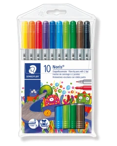 Double Ended Fibre-tip Pens Noris 320, Pack of 10 Colours