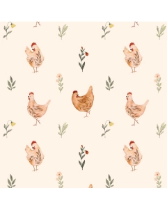 Cloud Cream Wallpaper with Chicken Pattern