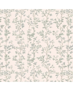 Cloud Cream Wallpaper with Hazy Blue Whimsical Floral Print