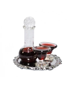 MCF51 - Red Wine Decanter On Silver Tray