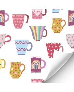R074 - Multicoloured cups wallpaper 