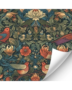 R076 - Dark floral and bird wallpaper
