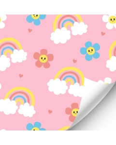 R077 - Cute flower rainbow wallpaper 