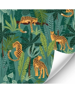 R086 - Blue tropical cheetah wallpaper 