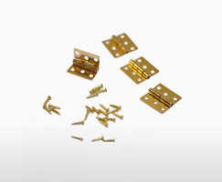 WITH BRASS SCREWS 12TH SCALE TARNISHED DOLLS HOUSE HINGES PAIR CRANKED  9 mm 