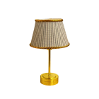 Gold Table Lamp with Grey Stripe Print Shade