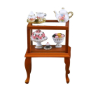 Glass Cabinet with Coffee Set and Cakes