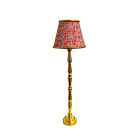 Gold Floor Lamp with Pink Floral Print Shade