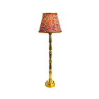 Gold Floor Lamp with Pink Floral Print Shade
