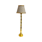 Gold Floor Lamp with Grey Stripe Print Shade