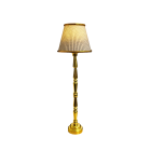 Gold Floor Lamp with Grey Stripe Print Shade