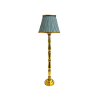 Gold Floor Lamp with Blue Stripe Print Shade