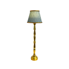 Gold Floor Lamp with Blue Stripe Print Shade