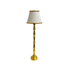 Gold Floor Lamp with Multi-Coloured Dot Print Shade