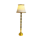 Gold Floor Lamp with Multi-Coloured Dot Print Shade