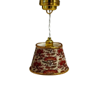 Gold Ceiling Light with Oriental Floral Print Shade