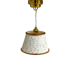 Gold Ceiling Light with Multi-Coloured Dot Print Shade