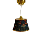 Gold Ceiling Light with Dark Bird and Floral Print Shade