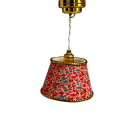 Gold Ceiling Light with Pink Floral Print Shade