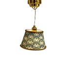 Gold Ceiling Light with Green Damask Print Shade