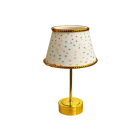 Gold Table Lamp with Multi-Coloured Dot Print Shade