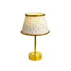 Gold Table Lamp with Multi-Coloured Dot Print Shade