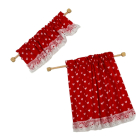 Red Heart Print Kitchen Curtains