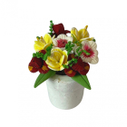 D4203 - White Pot with Mixed Flowers