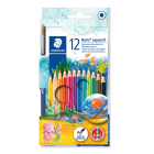Watercolour Pencils Aquarell 144 10 - Box of 12 Asstd. Colours & Brush