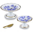 RP16635 - Two Blue and Gold Porcelain Cake Stands