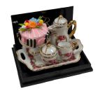 Coffee Tray with Rose Cake In Rose Design (RP16645)