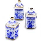 RP18175 - Three Blue and Gold Porcelain Storage Jars