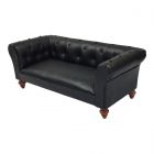 DF457 - Black Leather Chesterfield Sofa