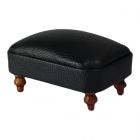 DF458 - Black Leather Chesterfield Stool